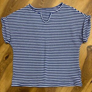 Women's blue and white striped top